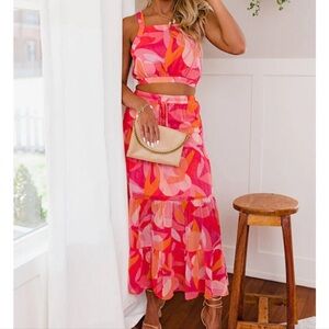 NWT Sky to the Moon Pink Two Piece Maxi Skirt Set